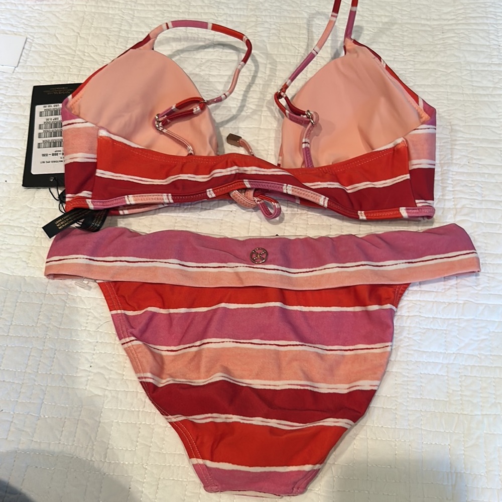 NWT VIX red and pink stripe bikini size small/D cup - Picture 4 of 11